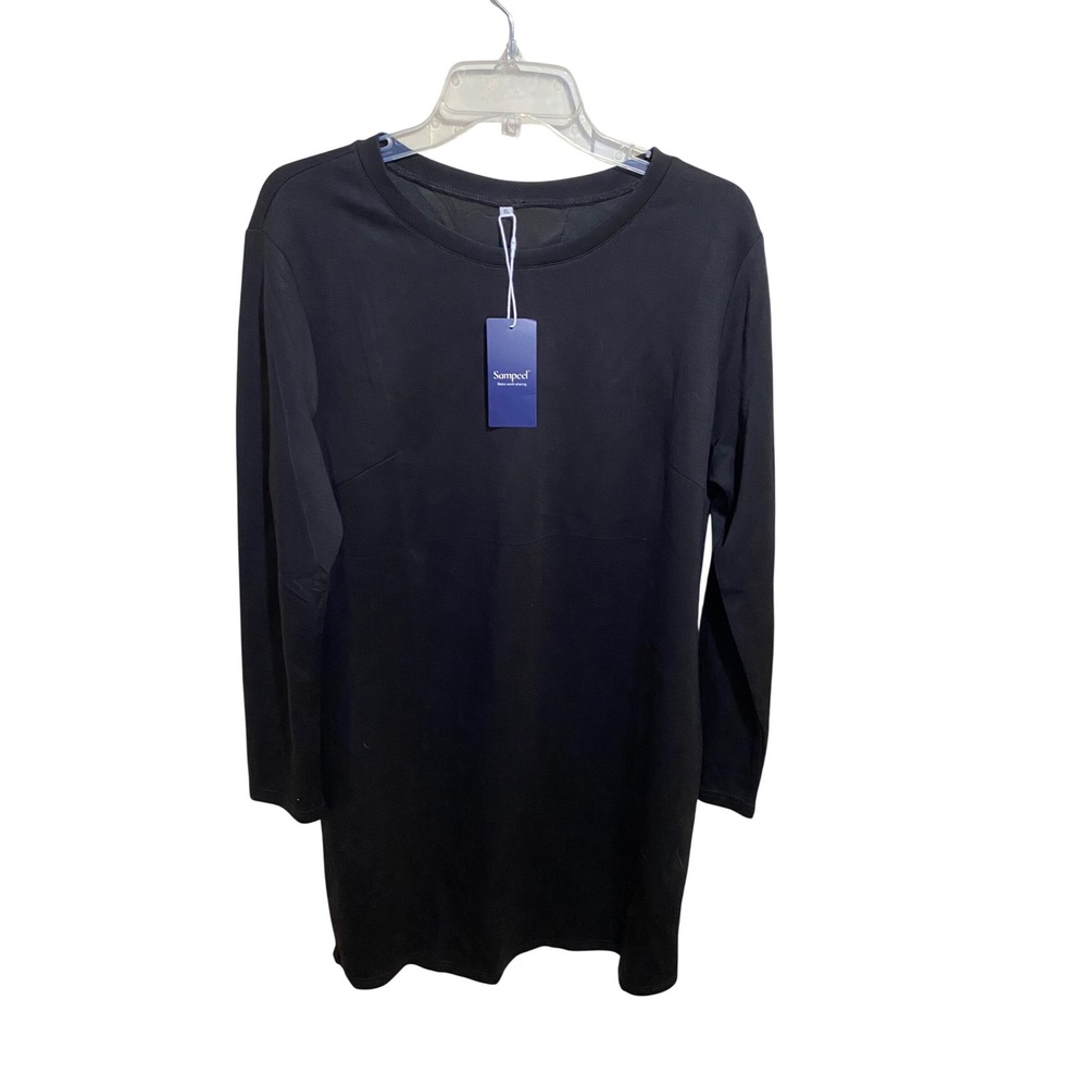 Sampeel Womens Black Long Sleeve Crew Neck‎ Tunic Top Size XL NWT